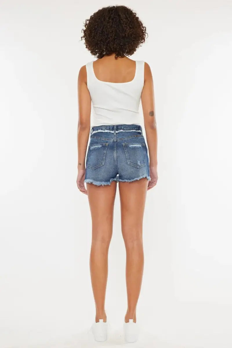 Kancan Distressed Button Fly Denim Shorts for Summer Style - Love Salve